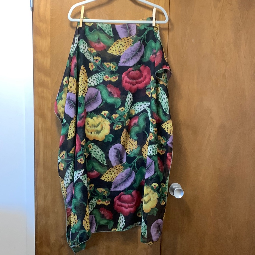 LEOPARD AND FLOWER PRINT BATHING SUIT COVER WRAP SARONG
